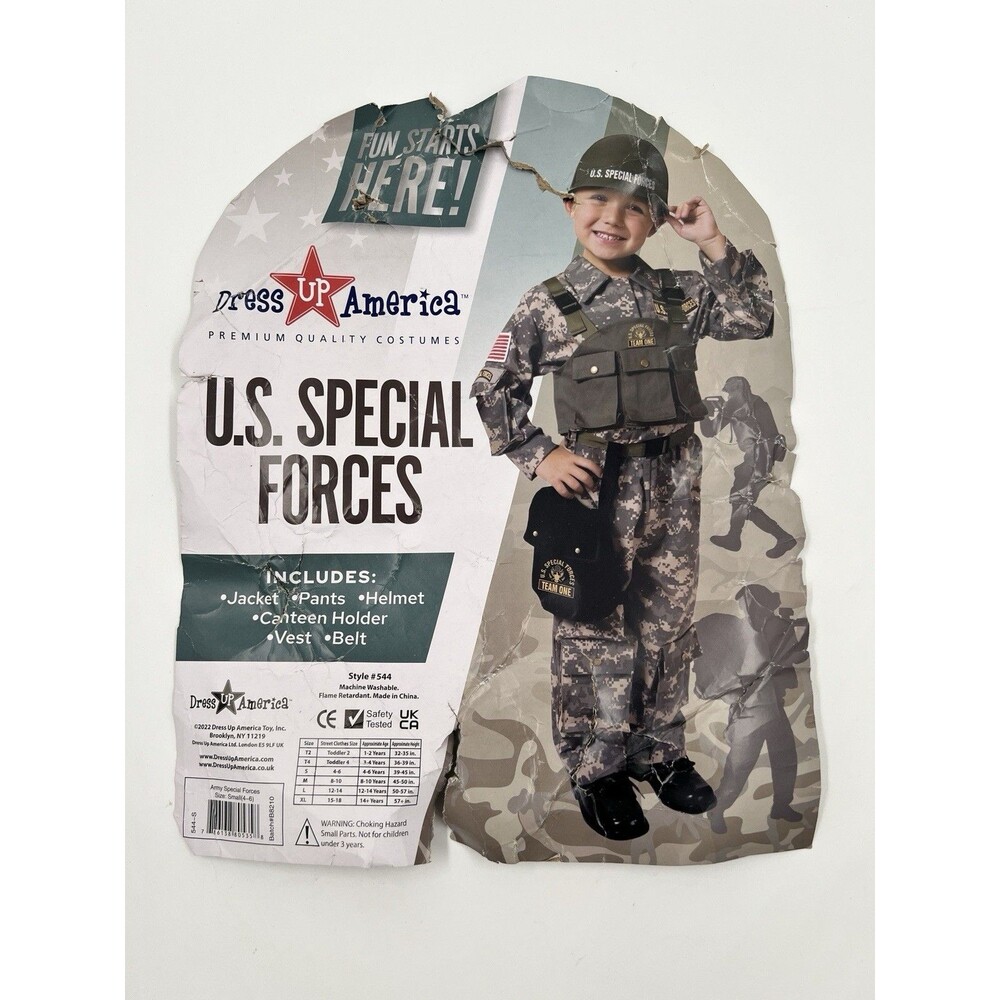 U.S. Special Forces Child Military Dress Up Costume Size Small (4-6) Army Navy